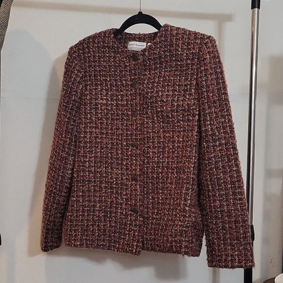 Alfred Dunner Tweed Blazer Jacket Button Down Autumm Colors Size 12P - Picture 3 of 9